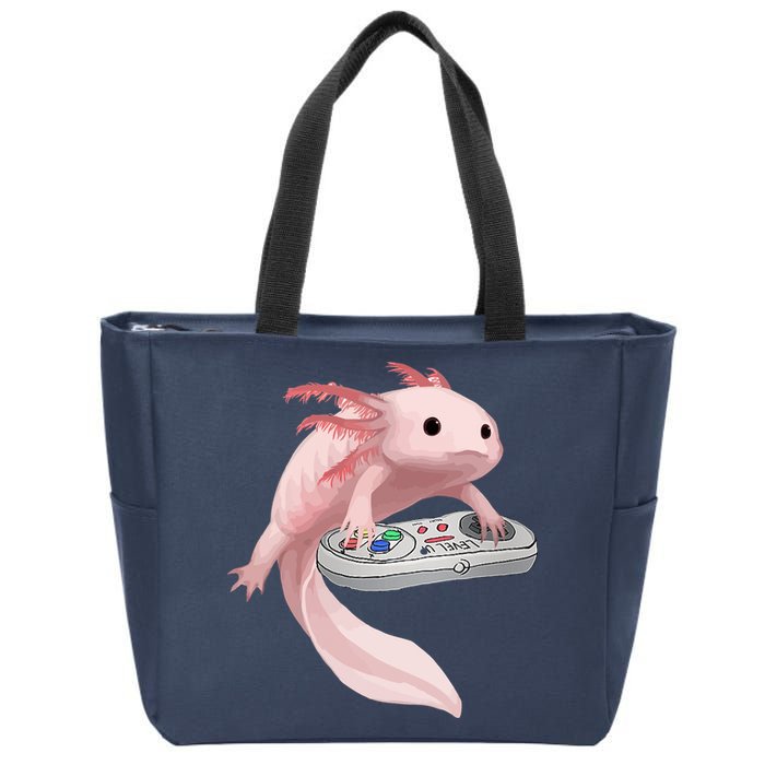 Axolotl Fish Playing Video Game Axolotl Lizard Gamers Zip Tote Bag