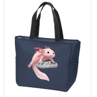 Axolotl Fish Playing Video Game Axolotl Lizard Gamers Zip Tote Bag