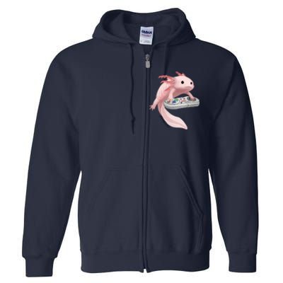 Axolotl Fish Playing Video Game Axolotl Lizard Gamers Full Zip Hoodie