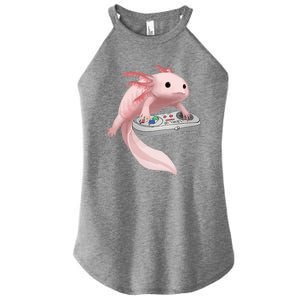 Axolotl Fish Playing Video Game Axolotl Lizard Gamers Women's Perfect Tri Rocker Tank