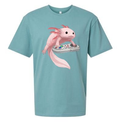 Axolotl Fish Playing Video Game Axolotl Lizard Gamers Sueded Cloud Jersey T-Shirt