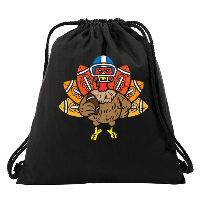 American Football Player Turkey Thanksgiving Day Sport Gift Drawstring Bag