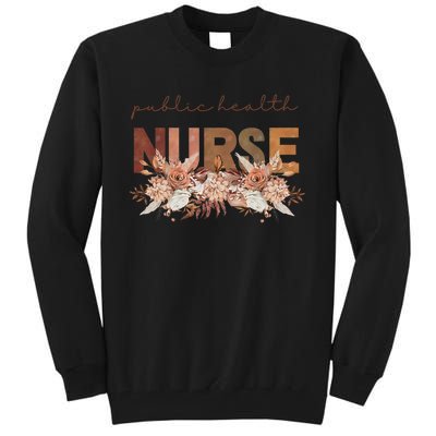 Autumn Floral Public Health Nurse Fall Flowers Leaves Rn Tall Sweatshirt