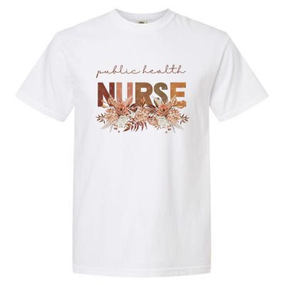 Autumn Floral Public Health Nurse Fall Flowers Leaves Rn Garment-Dyed Heavyweight T-Shirt