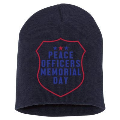 American Flag Peace Officers Memorial Day Gift Short Acrylic Beanie