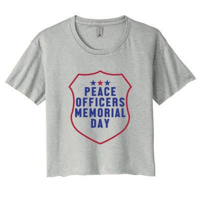 American Flag Peace Officers Memorial Day Gift Women's Crop Top Tee