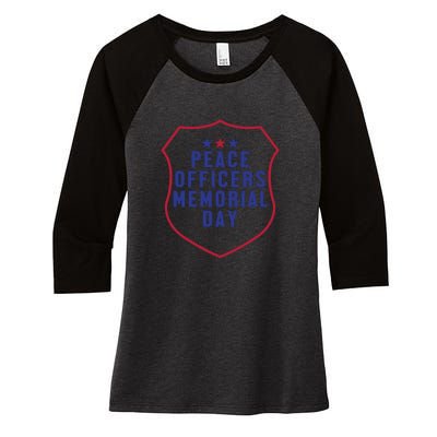 American Flag Peace Officers Memorial Day Gift Women's Tri-Blend 3/4-Sleeve Raglan Shirt