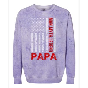 American Flag Papa Myth Legend Gift Colorblast Crewneck Sweatshirt