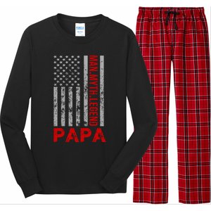 American Flag Papa Myth Legend Gift Long Sleeve Pajama Set