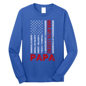 American Flag Papa Myth Legend Gift Long Sleeve Shirt