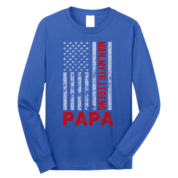 American Flag Papa Myth Legend Gift Long Sleeve Shirt