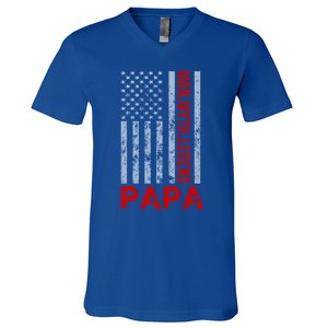 American Flag Papa Myth Legend Gift V-Neck T-Shirt