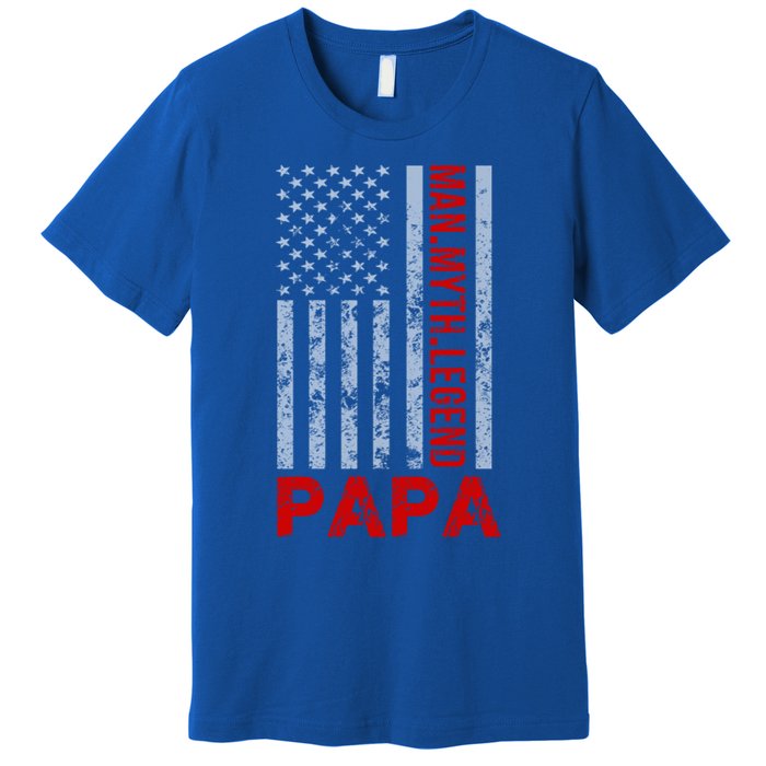 American Flag Papa Myth Legend Gift Premium T-Shirt