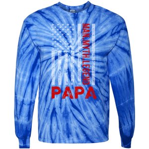 American Flag Papa Myth Legend Gift Tie-Dye Long Sleeve Shirt