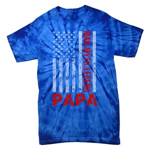 American Flag Papa Myth Legend Gift Tie-Dye T-Shirt