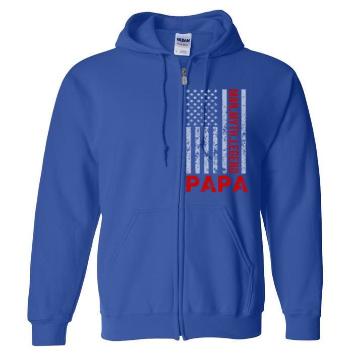 American Flag Papa Myth Legend Gift Full Zip Hoodie