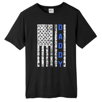 American Flag Police Dad Gift For Cop Fathers Day Tall Fusion ChromaSoft Performance T-Shirt