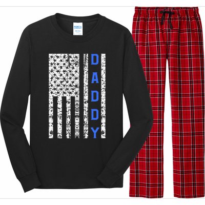 American Flag Police Dad Gift For Cop Fathers Day Long Sleeve Pajama Set