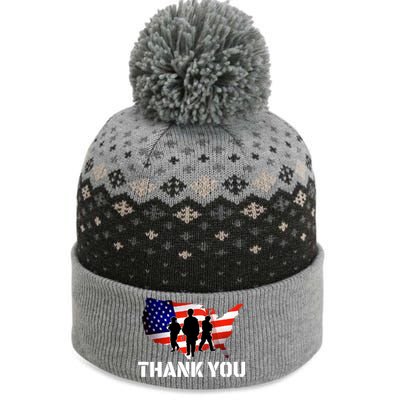 American Flag Patriotic Thank You Gift The Baniff Cuffed Pom Beanie