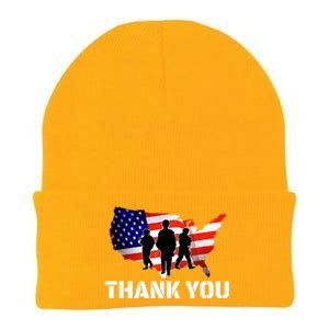 American Flag Patriotic Thank You Gift Knit Cap Winter Beanie