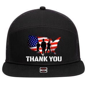 American Flag Patriotic Thank You Gift 7 Panel Mesh Trucker Snapback Hat