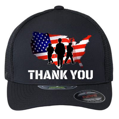 American Flag Patriotic Thank You Gift Flexfit Unipanel Trucker Cap