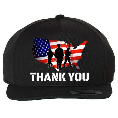 American Flag Patriotic Thank You Gift Wool Snapback Cap