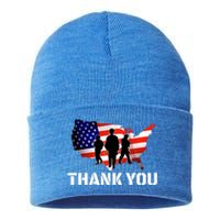 American Flag Patriotic Thank You Gift Sustainable Knit Beanie