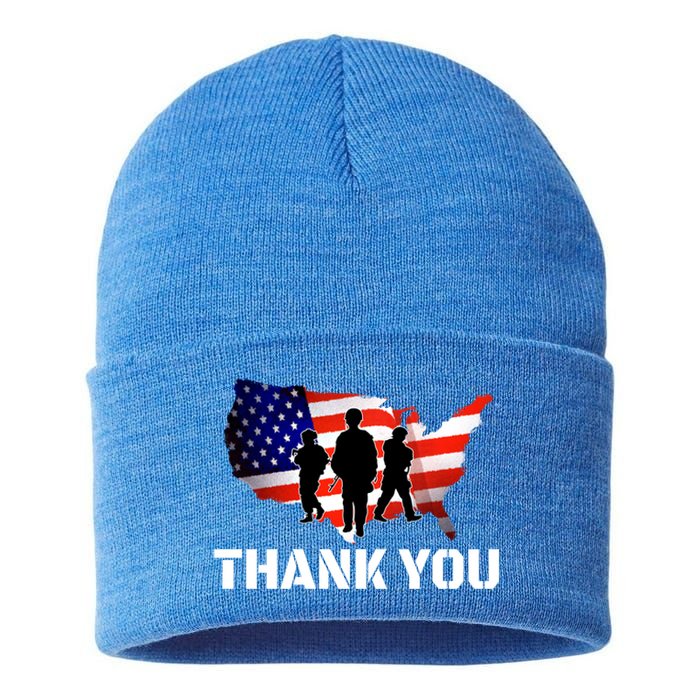 American Flag Patriotic Thank You Gift Sustainable Knit Beanie