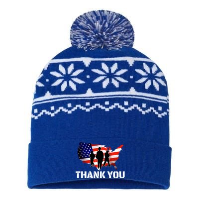 American Flag Patriotic Thank You Gift USA-Made Snowflake Beanie