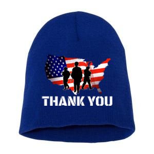 American Flag Patriotic Thank You Gift Short Acrylic Beanie