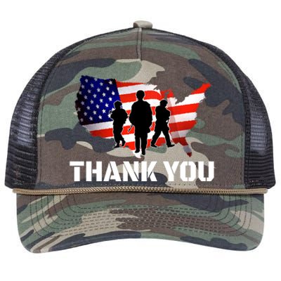 American Flag Patriotic Thank You Gift Retro Rope Trucker Hat Cap