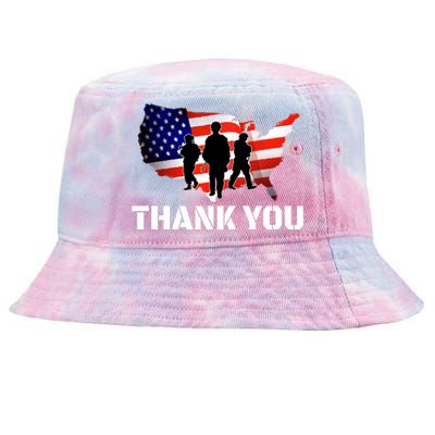 American Flag Patriotic Thank You Gift Tie-Dyed Bucket Hat