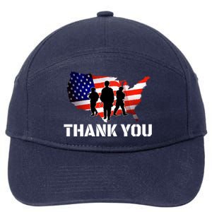 American Flag Patriotic Thank You Gift 7-Panel Snapback Hat