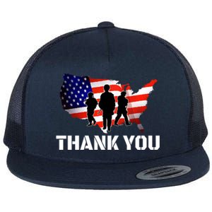 American Flag Patriotic Thank You Gift Flat Bill Trucker Hat