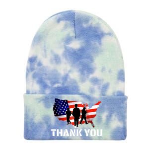 American Flag Patriotic Thank You Gift Tie Dye 12in Knit Beanie