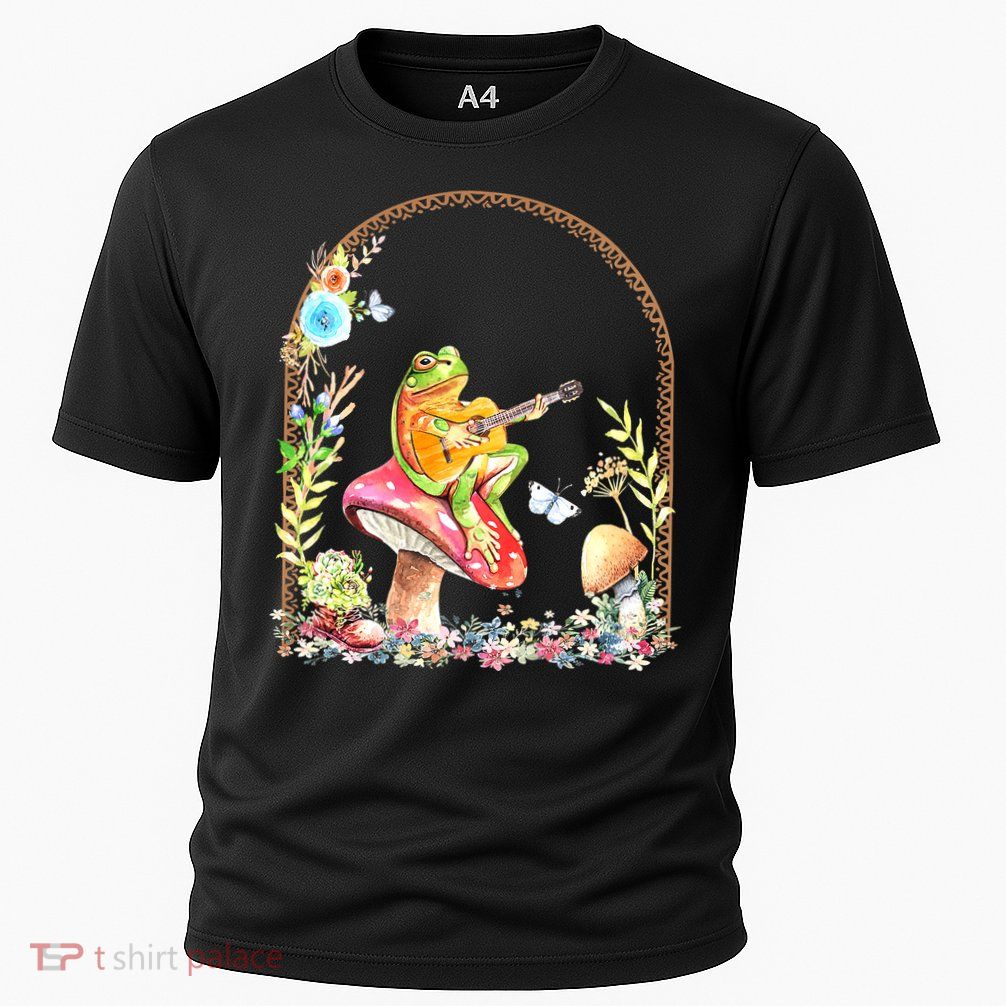 Aesthetic Frog Playing Guitar Mushroom Goblincore Performance Shirt