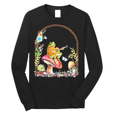 Aesthetic Frog Playing Guitar Mushroom Goblincore Long Sleeve Shirt