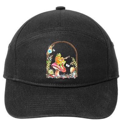 Aesthetic Frog Playing Guitar Mushroom Goblincore 7-Panel Snapback Hat