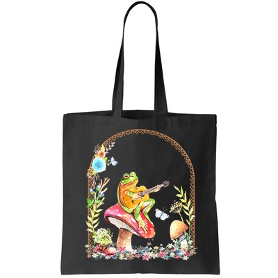 Aesthetic Frog Playing Guitar Mushroom Goblincore Bag