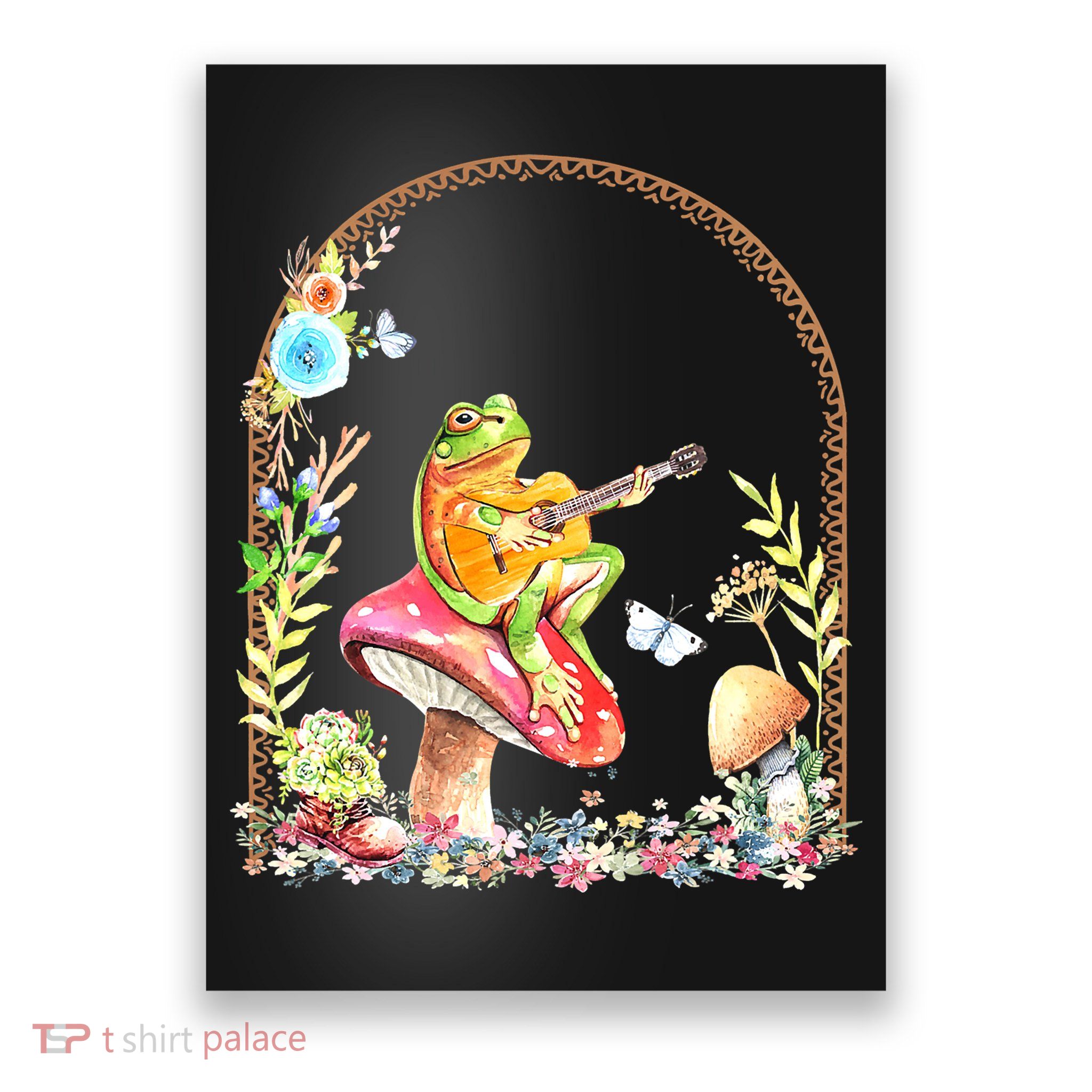 Aesthetic Frog Playing Guitar Mushroom Goblincore Poster