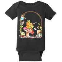 Aesthetic Frog Playing Guitar Mushroom Goblincore Baby Bodysuit