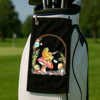 Aesthetic Frog Playing Guitar Mushroom Goblincore Golf Towel