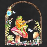 Aesthetic Frog Playing Guitar Mushroom Goblincore Golf Towel