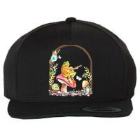 Aesthetic Frog Playing Guitar Mushroom Goblincore Wool Snapback Cap