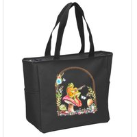 Aesthetic Frog Playing Guitar Mushroom Goblincore Zip Tote Bag