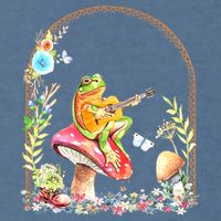 Aesthetic Frog Playing Guitar Mushroom Goblincore Garment-Dyed Sweatshirt
