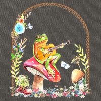 Aesthetic Frog Playing Guitar Mushroom Goblincore Cotton Canvas Backpack