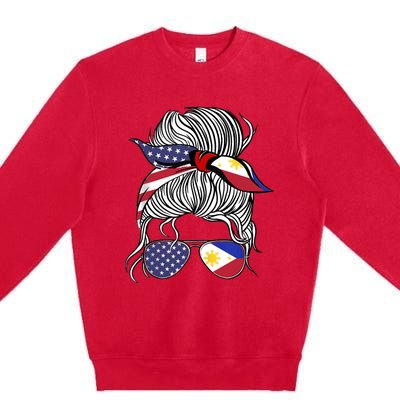 American Filipina Patriot Flag Wo Girl Philippines Grown Tank Top Premium Crewneck Sweatshirt