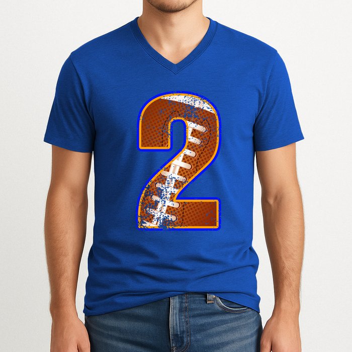 American Football Player Number Two V-Neck T-Shirt